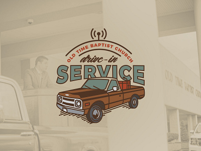 Drive-In Service 1970s buffalo ny chevy church logo coronavirus illustration illustrator social distancing truck vintage