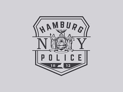 Town of Hamburg PD badge illustration logo ny patch seal tshirt vintage