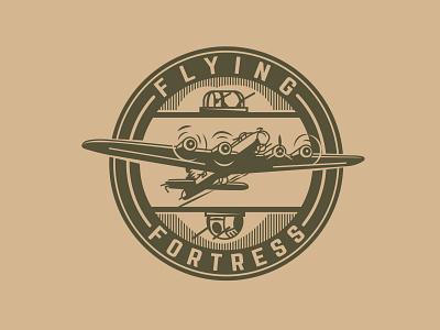 The Flying Fortress airplane america bomber illistrator illustration logo tshirt art