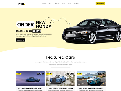Landing Page For Rental Cars Business app design attratctive and unique business landing page business website clean landing page figma first page design icon design landing page design landing page ui landing page using figma photoshop ui ui ux user experiance user interface web designing web page design website landing page