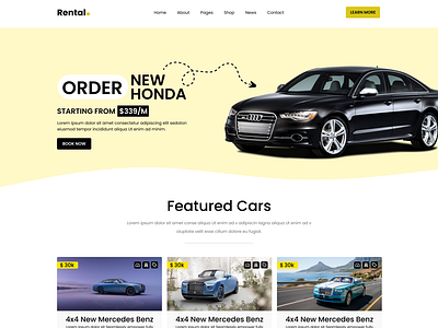 Landing Page For Rental Cars Business