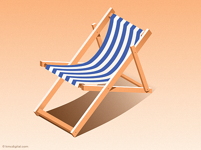 Summertime 2d beach chair deckchair illustration sand sun vector