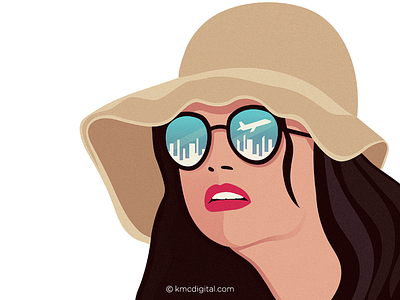 Travel illustration airplane editorial editorial illustration hat illustration sunglasses travel woman