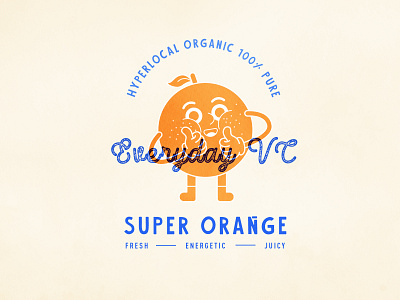 Super Orange fresh fruit graphic illustration organic vintage
