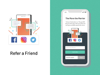 Refer a Friend app flat ui web
