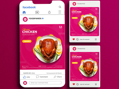 Roasted chicken Instagram post design for FOODPANDA.