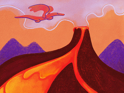 Volcano cute illustration illustration illustration design