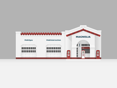 Little Rock Mobil Gas Station Illustration