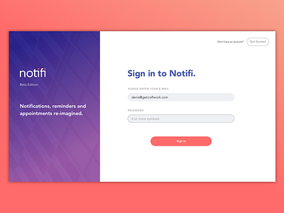 Login appointments dashboard get started login notifi notifications reminders signin signup ui ux