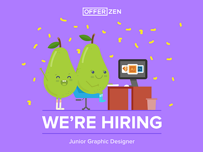 OfferZen is Hiring! 🎉 🦄 career design graphic designer graphics happy hiring illustrator jobs offerzen opportunities pear