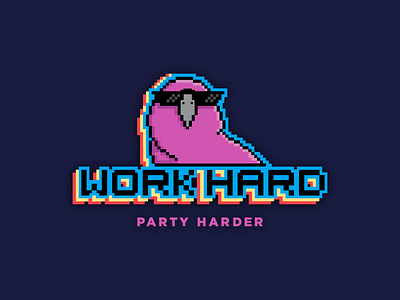 Work hard, party harder 🎉 colourful epic parrot party party parrot pixel pixel art shirt slack t shirt design
