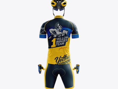 Download Psd Mockup Full Men's Cycling Kit Mockup - Back View design illustration