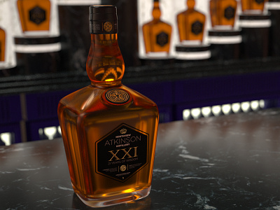 Atkinson Whisky 3d 3ds max bottle branding glass octane production design whisky
