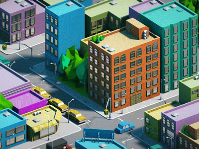 Low Poly Isometric City 3d 3ds max after effects buildings cars city element isometric low poly lowpoly markers trucks