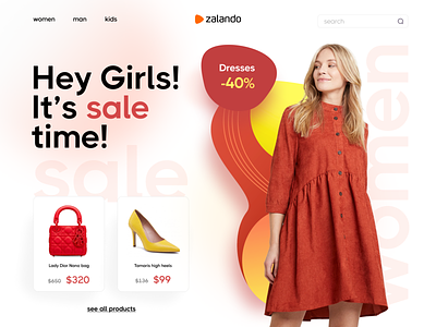 Zalando sale page clean colors dress ecommerce fashion light promo sale shoes store women zalando