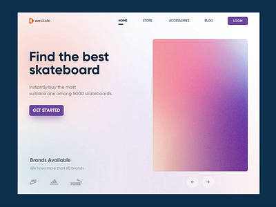 Skateboard Landing animation app clean design gradient header langding page skateboard skateboard design skateboard ui skateboard web skateboard web design slider ui ux