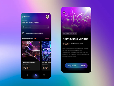 Concert Event App 🎶 animation app clean concert concert mobile app event event mobile app mobile mobile app music ticket ui ux video
