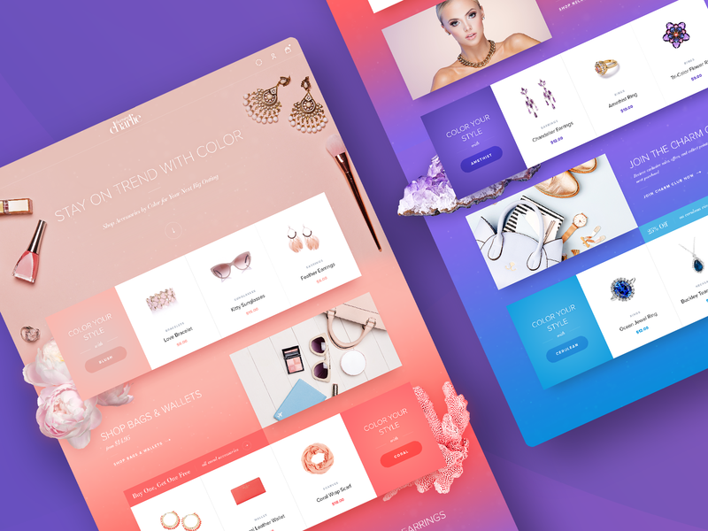 Charming Charlie Homepage Concept color ecommerce fashion jewelery shop