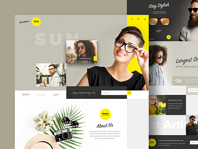 Glasses Boutique Concept Design creative design ecommerce fashion homepage ui website website design yellow