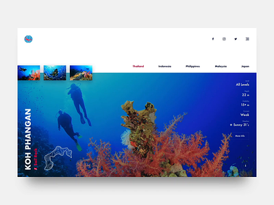 PADI UI Concept adventure color design diving outdoor travel ui website