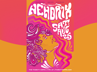 A Tribute to Hendrix gig poster groovy hand lettering hendrix illustration illustrator jimi hendrix mississippi music poster retro