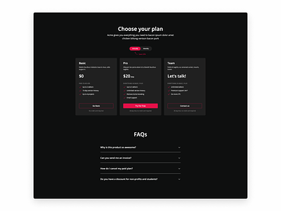 CPricing page dark ui plans pricing pricing page webflow