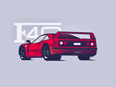 Ferrari F40 art car classic design dribbble fast ferrari illustration red speed vector