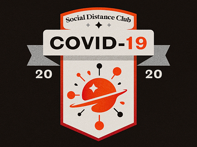 Social Distance Club badge beige black corona covid design dribbble logo red retro virus