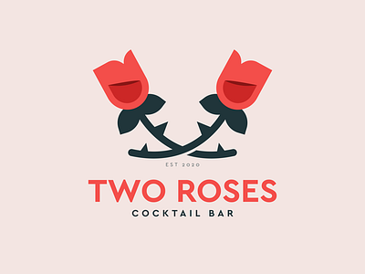 Two Roses design dribbble green logo red roses two