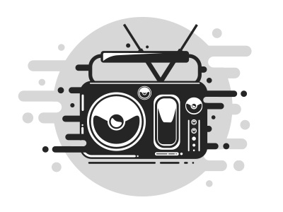 Monochromatic Sound black boombox dribbble dribbble shot grey illustrator monochromatic music photoshop sound white