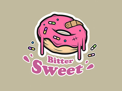 Bitter Sweet bandaid bitter clean doughnut dribbble dribbble shot illustrator photoshop pills pink simple sweet