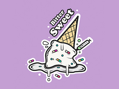 Ice Cream / Bittersweet dribbble dribbble debut green ice cream illustrator photoshop pills purple red shot white