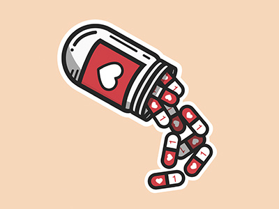 Social Media Addiction astro dribbble dribbble shot heart illustrator instagram like love photoshop pills red white