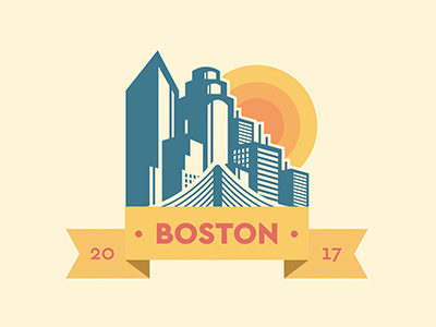 Boston Badge adobe badge blue boston dribbble dribbble debut fun illustrator photoshop red shot yellow