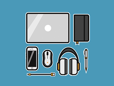 School Essentials adobe black blue dribbble dribbble debut fun gold illustrator photoshop school shot