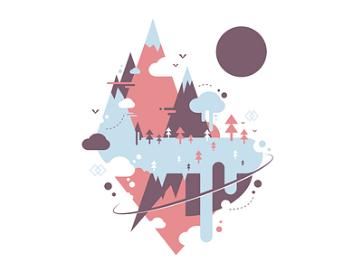 Abstract Nature blue color dribbble fun holidays illustrator nature pink purple