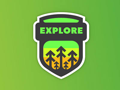 EXPLORE badge challenge dribbble green logo orange outdoors yellow