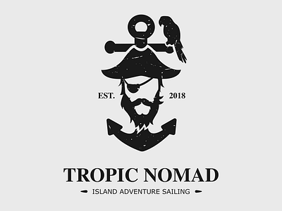 Tropic Nomad black clean dribbble logo modern pirate sea white