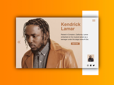Landing Page dribbble hip hop kendrick orange ui ux web