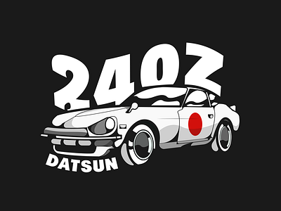 Datsun 240z black car design dribbble grey illustration red white