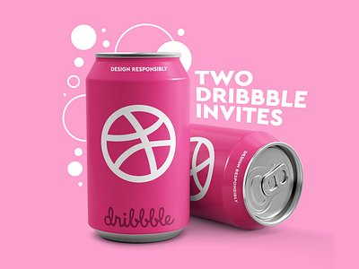 Two Dribbble Invites! brand design dribbble invite pink white