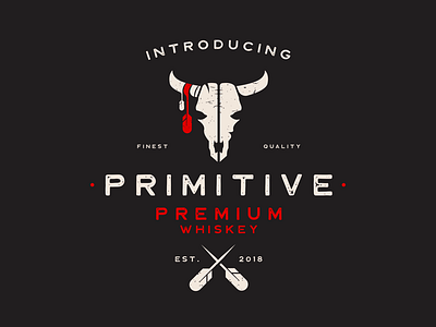 Primitive Premium Whiskey 2018 black brand design dribbble logo red white