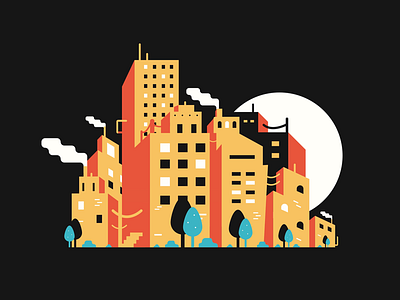 City Scape black city design dribbble illustration logo red ui ux yellow