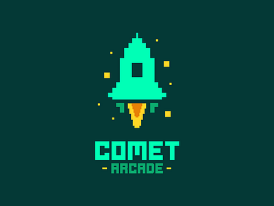 Comet Arcade dribbble gaming green illustration logo new retro rocket style