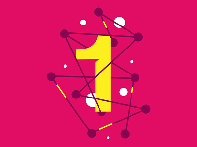 1 1 dribbble logo new number pink red yellow