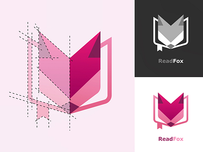 ReadFox Logo animal book dribbble fox logo new pink read red white