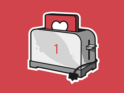 Toaster Heart black design dribbble gray instagram logo new red sticker white