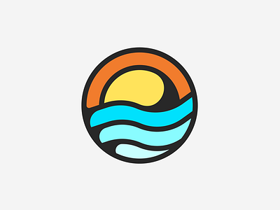 Retro style logo blue dribbble logo orange retro round sun yellow