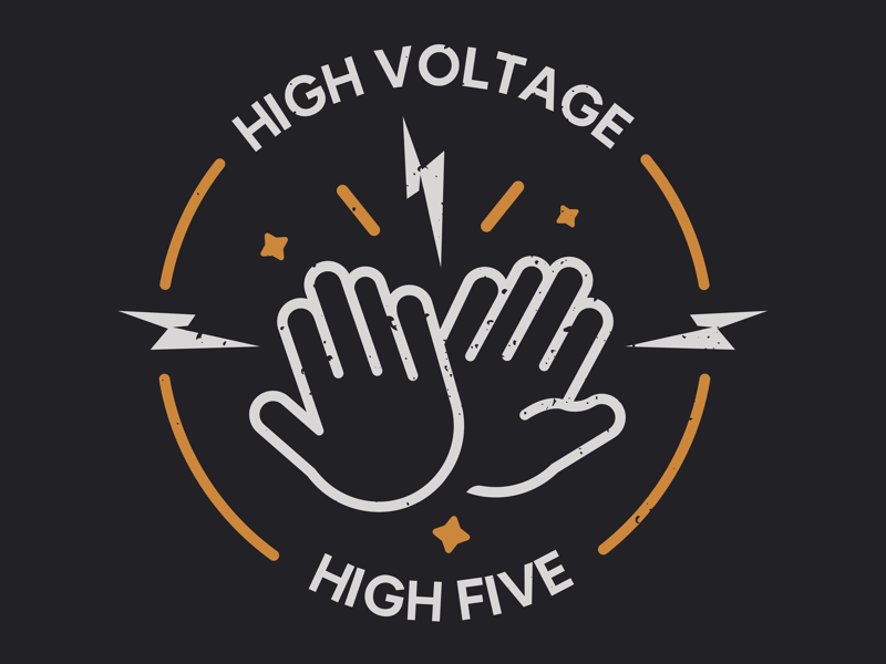 High Voltage High Five voltage electric monogram logo design badge dribbble