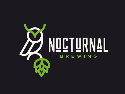 Nocturnal Brewing black brewing dribbble green logo white